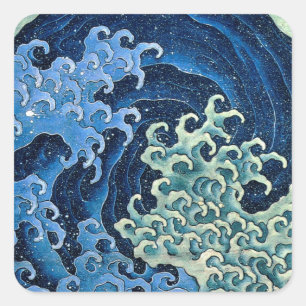 Hokusai Feminina Våg Vintage Ocean Fyrkantigt Klistermärke