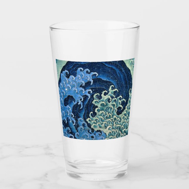 Hokusai Feminina Våg Vintage Ocean  Glaskopp (Framsida)