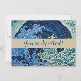 Hokusai Feminina Våg Vintage Ocean Inbjudningar