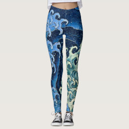 Hokusai Feminina Våg Vintage Ocean Leggings
