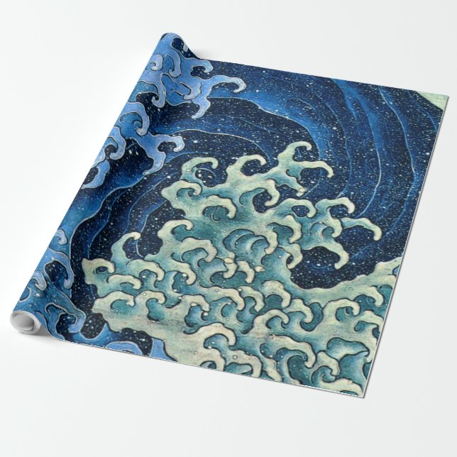 Hokusai Feminina Våg Vintage Ocean  Presentpapper (Utrullad)