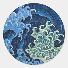 Hokusai Feminina Våg Vintage Ocean Runt Klistermärke