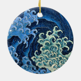 Hokusai Feminina Vågen Japan Vintage Ocean Julgransprydnad Keramik