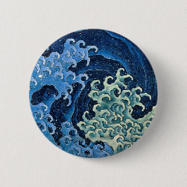 Hokusai Feminina Vågen Japan Vintage Ocean Knapp
