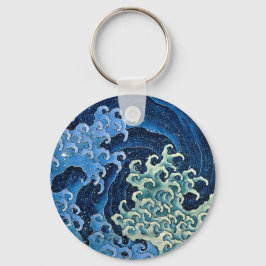 Hokusai Feminina Vågen Japan Vintage Ocean Nyckelring