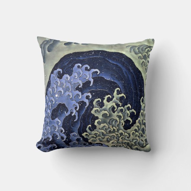 Hokusai Feminina Vågen Kudde (Framsida)