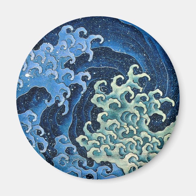 Hokusai Feminine Wave Japan Vintage Ocean Magnet (Framsidan)