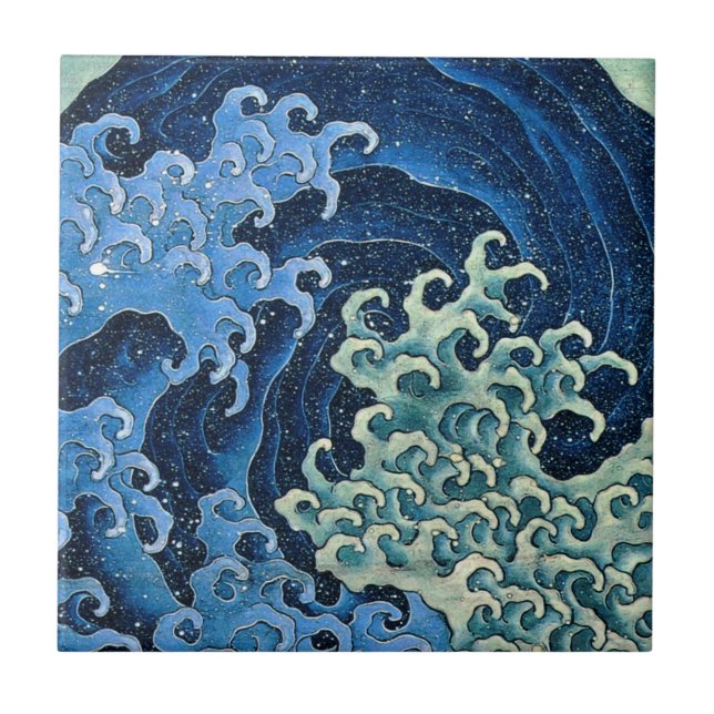 Hokusai Feminine Wave Vintage Ocean Kakelplatta (Framsidan)