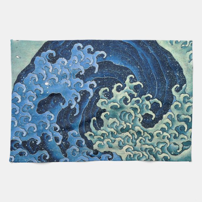 Hokusai Feminine Wave Vintage Ocean Kökshandduk (Horisontell)