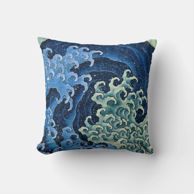 Hokusai Feminine Wave Vintage Ocean Kudde (Framsida)