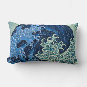 Hokusai Feminine Wave Vintage Ocean Lumbarkudde
