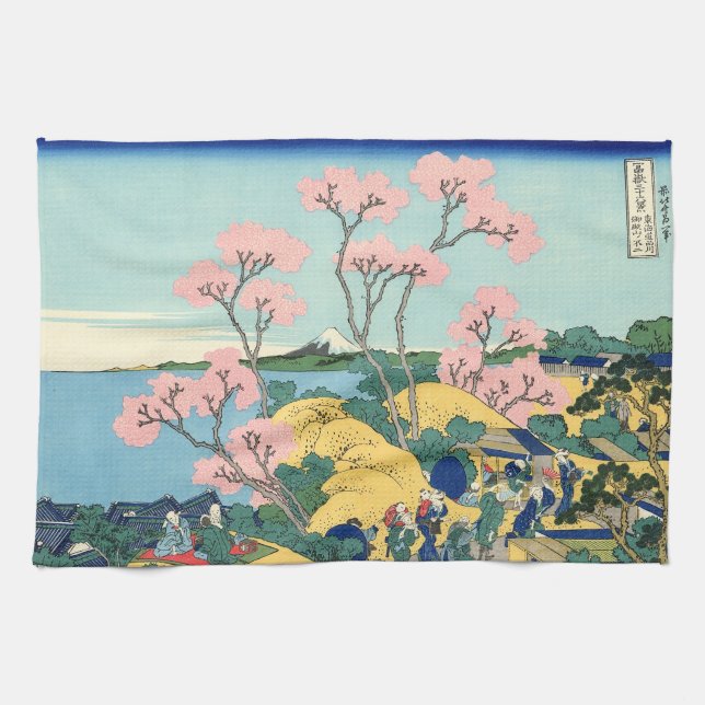 Hokusai Fuji från Gotenyama på Tōkaidō Kökshandduk (Horisontell)