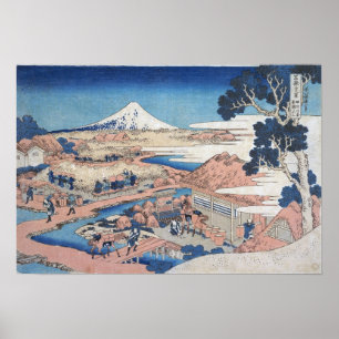 Hokusai - Fuji Katakura Tea Fält, Suruga Poster