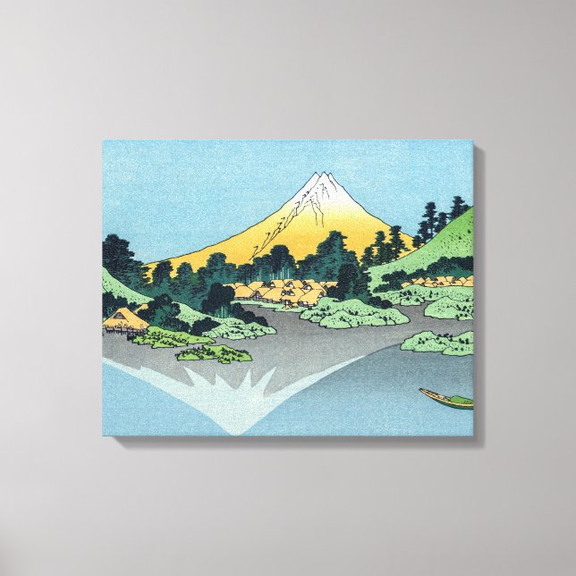 Hokusai - Fuji Reflects-berget i Sjö Kawaguchi Canvastryck (Framsida)