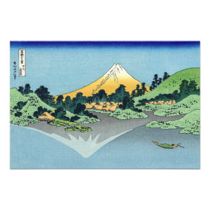 Hokusai - Fuji Reflects-berget i Sjö Kawaguchi Fototryck