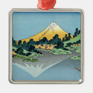 Hokusai - Fuji Reflects-berget i Sjö Kawaguchi Julgransprydnad Metall