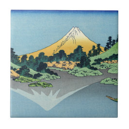 Hokusai - Fuji Reflects-berget i Sjö Kawaguchi Kakelplatta