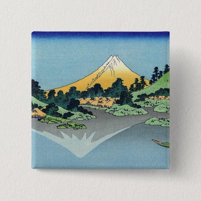 Hokusai - Fuji Reflects-berget i Sjö Kawaguchi Knapp (Framsida)