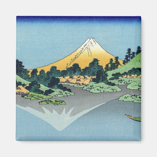 Hokusai - Fuji Reflects-berget i Sjö Kawaguchi Magnet (Framsidan)