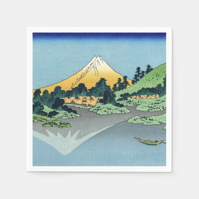 Hokusai - Fuji Reflects-berget i Sjö Kawaguchi Pappersservett (Framsidan)