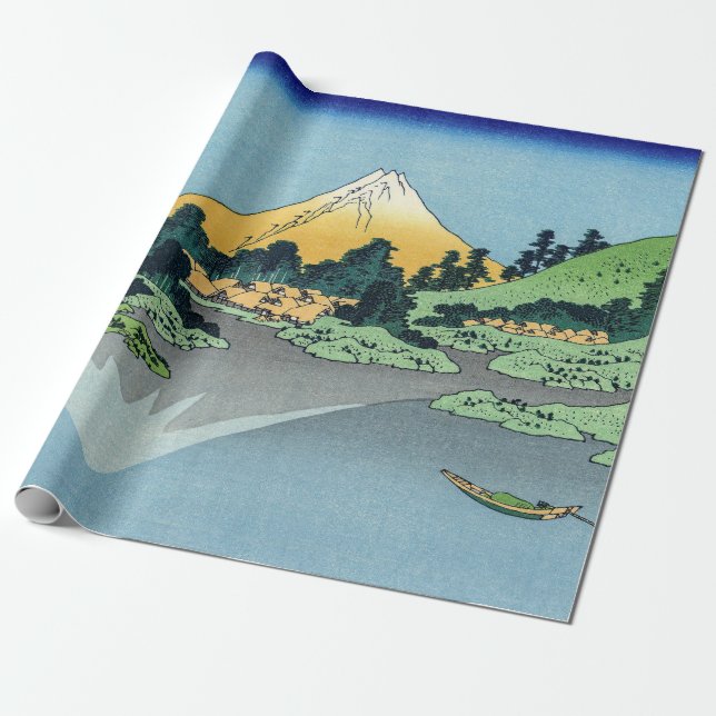 Hokusai - Fuji Reflects-berget i Sjö Kawaguchi Presentpapper (Utrullad)