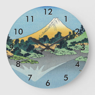 Hokusai - Fuji Reflects-berget i Sjö Kawaguchi Stor Klocka