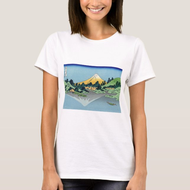 Hokusai - Fuji Reflects-berget i Sjö Kawaguchi T Shirt (Framsida)