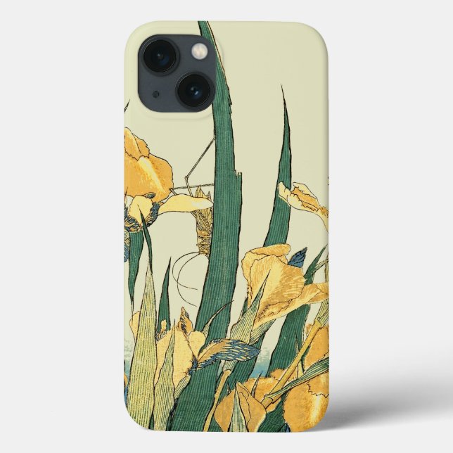 Hokusai Gräshoppa Iris Vintage Tryck: Japanska (Baksida)