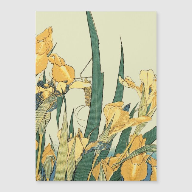 Hokusai Gräshoppa Iris Vintage Tryck: Japanska (Framsida)