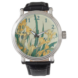 Hokusai grashopper och iris Japan Armbandsur