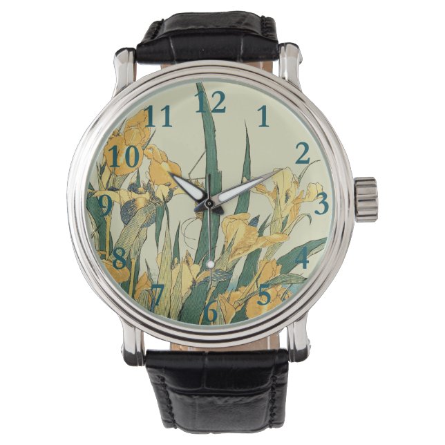 Hokusai grashopper och iris Japan Armbandsur (Framsida)