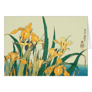 Hokusai grashopper och iris Japan Hälsningskort