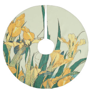 Hokusai grashopper och iris Japan Julgransmatta Borstad Polyester