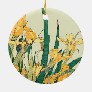 Hokusai grashopper och iris Japan Julgransprydnad Keramik