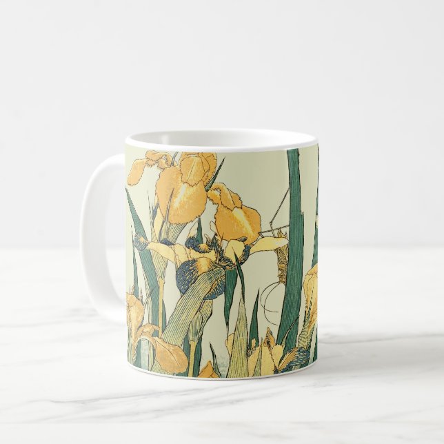 Hokusai grashopper och iris Japan Kaffemugg (Framsida vänster)