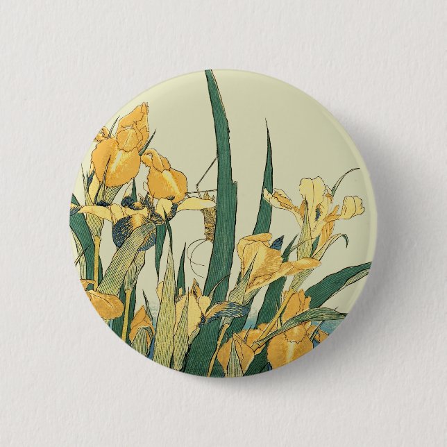 Hokusai grashopper och iris Japan Knapp (Framsida)