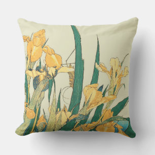 Hokusai grashopper och iris Japan Kudde