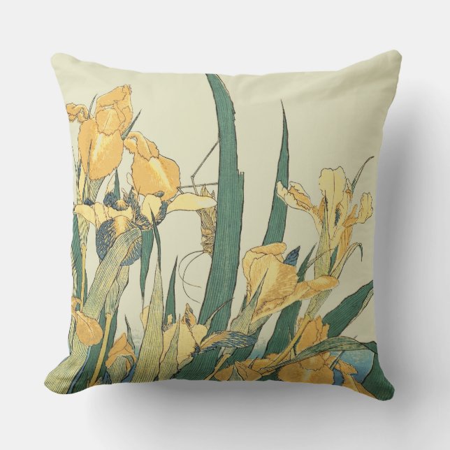 Hokusai grashopper och iris Japan Kudde (Framsida)