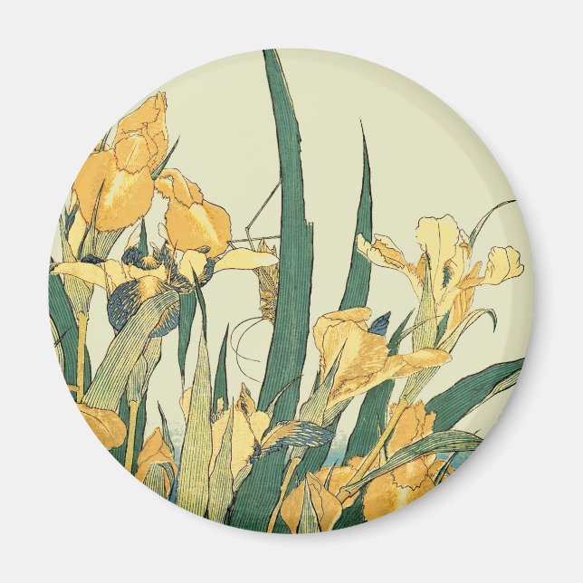 Hokusai grashopper och iris Japan Magnet (Framsidan)