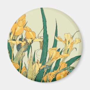 Hokusai grashopper och iris Japan Magnet