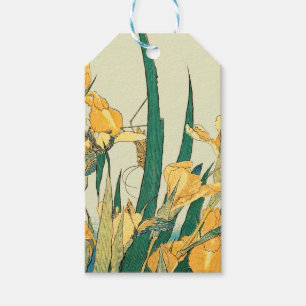 Hokusai grashopper och iris Japan Presentetikett