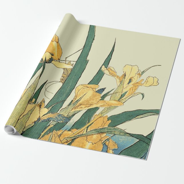 Hokusai grashopper och iris Japan Presentpapper (Utrullad)