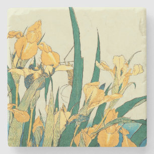 Hokusai grashopper och iris Japan Stenunderlägg