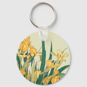 Hokusai grashopper och iris japanese art nyckelring