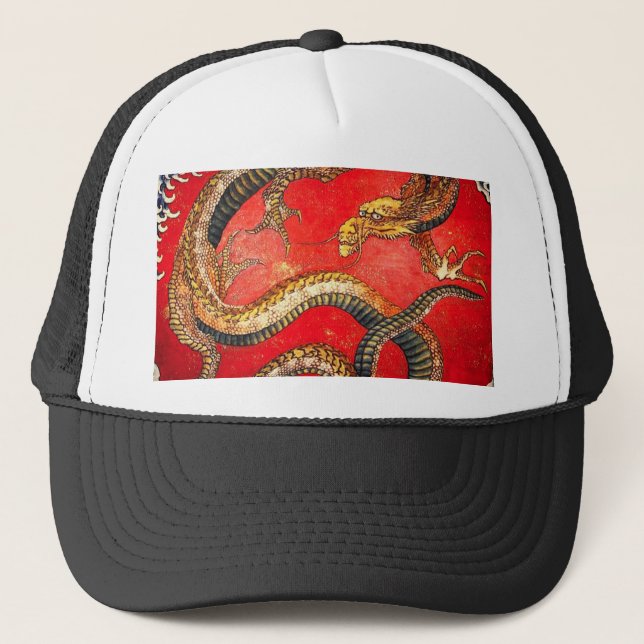 Hokusai Guld japansk Dragon Hat Keps (Framsida)