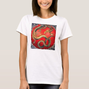 Hokusai guld- japansk drakeT-tröja T-shirt