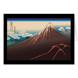 Hokusai häftigt regn under toppmötet hälsningskort