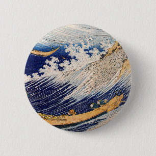 Hokusai Havsvågor Fiskebåtar Knapp
