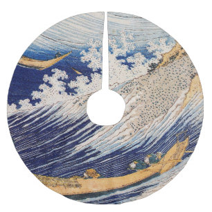 Hokusai Havsvågor Sjöbåtar Julgransmatta Borstad Polyester
