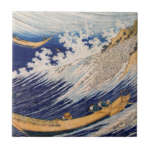 Hokusai Havsvågor Sjöbåtar Kakelplatta